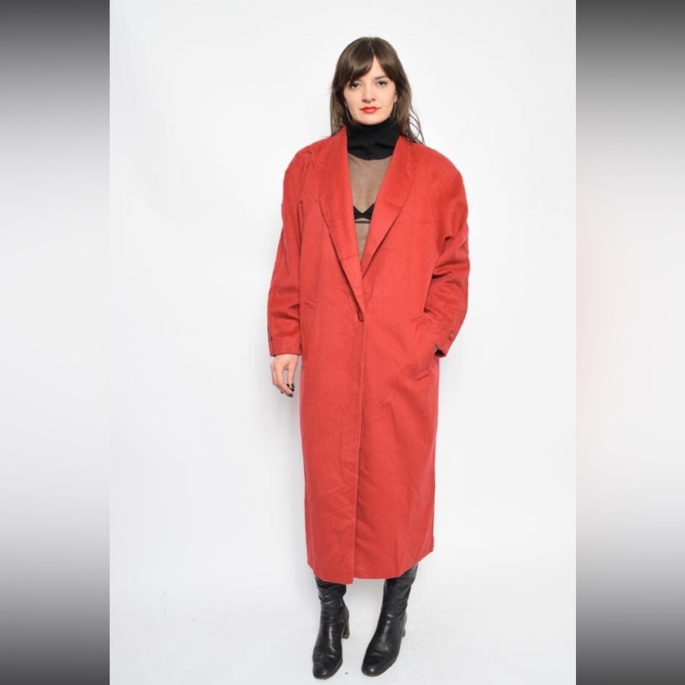 Red vintage wool full length coat